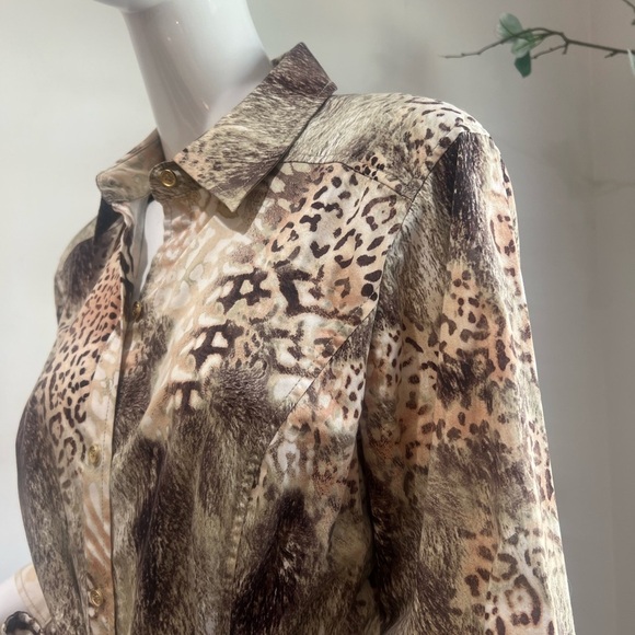 ST JOHN SPORT Shirt Dress Long Sleeve Leopard Animal Print - Picture 7 of 11